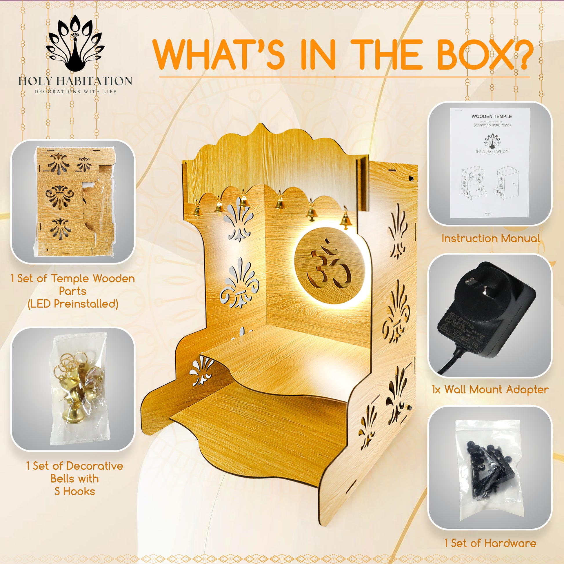 Wooden Pooja Temple for Home/Office